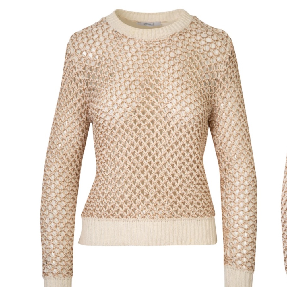 Derek Lam 10 Crosby
Ivory and Gold Metallic Crochet Sweater